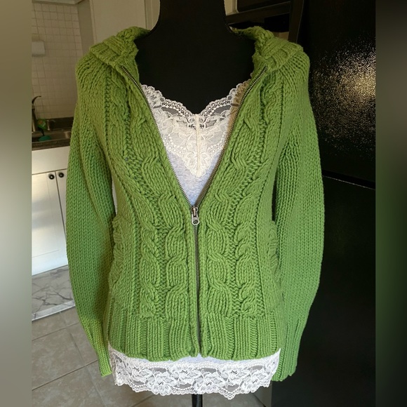 Vintage Abercrombie wool knitted full zip up hooded sweater - Picture 10 of 11